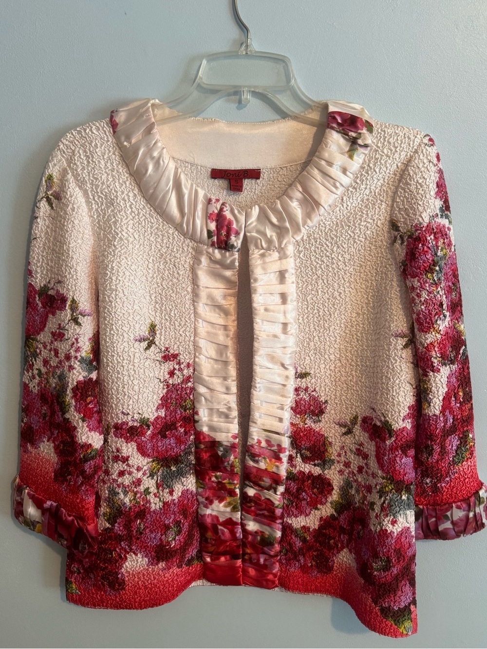 Joni B Floral Pink Cream Teddy Jacket